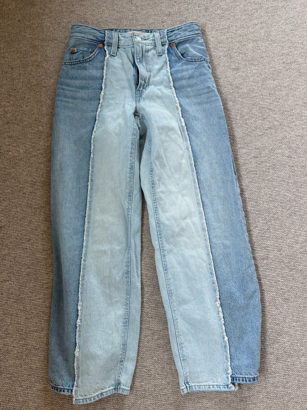Levi Baggy Dad Two-Tone Light Blue Panel Jeans